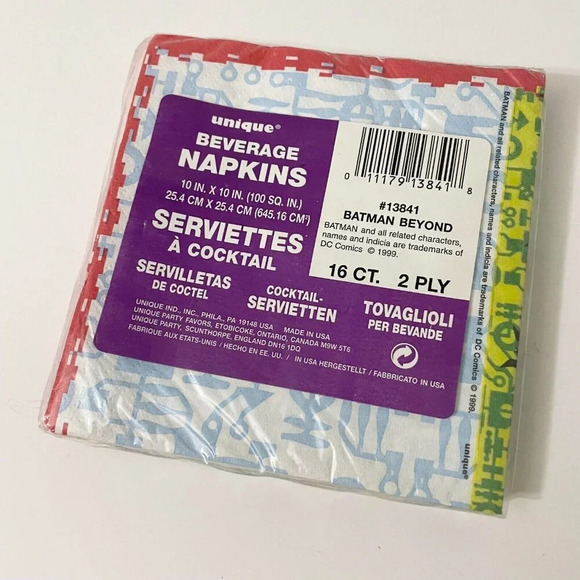 Vtg 1999 Batman Beyond Napkins Birthday Party Supplies Luncheon Beverage Napkins - Picture 8 of 11